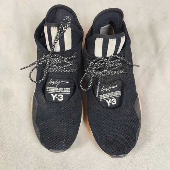 adidas Yohji Yamamoto Y-3 Saikou Sneakers Mens 10.5 Black White Sock  Stretch